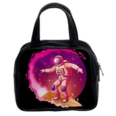 Astronaut-spacesuit-standing-surfboard-surfing-milky-way-stars Classic Handbag (two Sides) by Salman4z