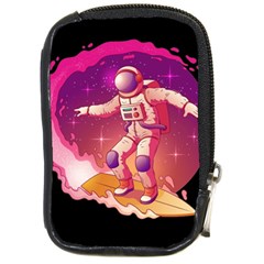 Astronaut-spacesuit-standing-surfboard-surfing-milky-way-stars Compact Camera Leather Case by Salman4z