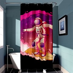 Astronaut-spacesuit-standing-surfboard-surfing-milky-way-stars Shower Curtain 36  X 72  (stall)  by Salman4z