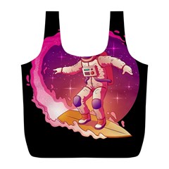 Astronaut-spacesuit-standing-surfboard-surfing-milky-way-stars Full Print Recycle Bag (l) by Salman4z