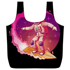 Astronaut-spacesuit-standing-surfboard-surfing-milky-way-stars Full Print Recycle Bag (xl) by Salman4z