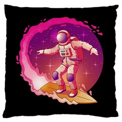 Astronaut-spacesuit-standing-surfboard-surfing-milky-way-stars Standard Premium Plush Fleece Cushion Case (one Side) by Salman4z