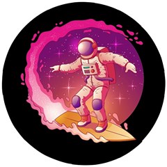 Astronaut-spacesuit-standing-surfboard-surfing-milky-way-stars Wooden Puzzle Round by Salman4z