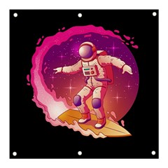 Astronaut-spacesuit-standing-surfboard-surfing-milky-way-stars Banner And Sign 3  X 3  by Salman4z