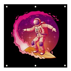 Astronaut-spacesuit-standing-surfboard-surfing-milky-way-stars Banner And Sign 4  X 4  by Salman4z