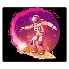 Astronaut-spacesuit-standing-surfboard-surfing-milky-way-stars Premium Plush Fleece Blanket (small) by Salman4z