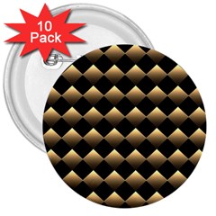 Golden Chess Board Background 3  Buttons (10 Pack) 