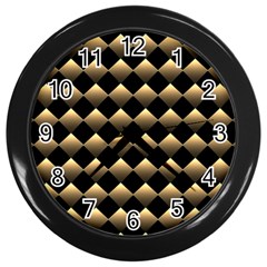 Golden Chess Board Background Wall Clock (black)