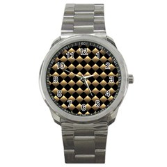 Golden Chess Board Background Sport Metal Watch