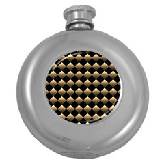 Golden Chess Board Background Round Hip Flask (5 Oz)