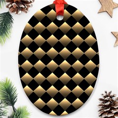 Golden Chess Board Background Oval Ornament (two Sides)