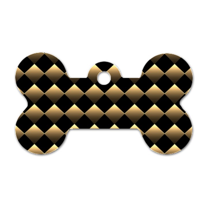 Golden Chess Board Background Dog Tag Bone (Two Sides)