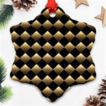 Golden Chess Board Background Snowflake Ornament (Two Sides) Front