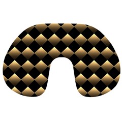 Golden Chess Board Background Travel Neck Pillow