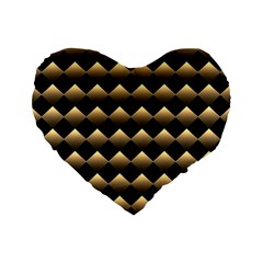 Golden Chess Board Background Standard 16  Premium Flano Heart Shape Cushions