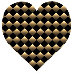 Golden Chess Board Background Wooden Puzzle Heart