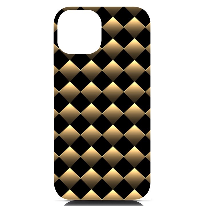 Golden Chess Board Background iPhone 14 Black UV Print Case