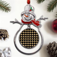 Golden Chess Board Background Metal Snowman Ornament