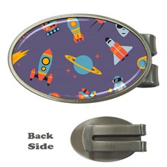 Space-seamless-pattern Money Clips (oval)  by Salman4z