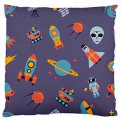 Space-seamless-pattern Large Premium Plush Fleece Cushion Case (two Sides) by Salman4z