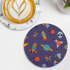 Space-seamless-pattern Uv Print Round Tile Coaster by Salman4z