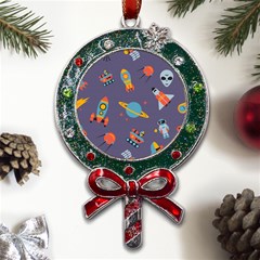 Space-seamless-pattern Metal X mas Lollipop With Crystal Ornament