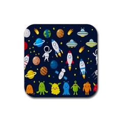 Big-set-cute-astronauts-space-planets-stars-aliens-rockets-ufo-constellations-satellite-moon-rover-v Rubber Coaster (square) by Salman4z