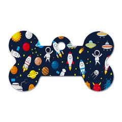 Big-set-cute-astronauts-space-planets-stars-aliens-rockets-ufo-constellations-satellite-moon-rover-v Dog Tag Bone (one Side) by Salman4z