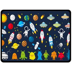 Big-set-cute-astronauts-space-planets-stars-aliens-rockets-ufo-constellations-satellite-moon-rover-v Fleece Blanket (large) by Salman4z