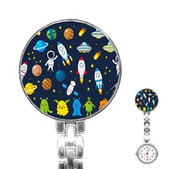 Big-set-cute-astronauts-space-planets-stars-aliens-rockets-ufo-constellations-satellite-moon-rover-v Stainless Steel Nurses Watch by Salman4z