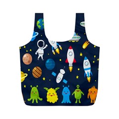 Big-set-cute-astronauts-space-planets-stars-aliens-rockets-ufo-constellations-satellite-moon-rover-v Full Print Recycle Bag (m) by Salman4z