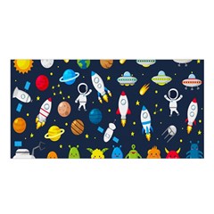 Big-set-cute-astronauts-space-planets-stars-aliens-rockets-ufo-constellations-satellite-moon-rover-v Satin Shawl 45  X 80  by Salman4z