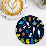 Big-set-cute-astronauts-space-planets-stars-aliens-rockets-ufo-constellations-satellite-moon-rover-v UV Print Round Tile Coaster Front