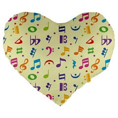 Seamless-pattern-musical-note-doodle-symbol Large 19  Premium Flano Heart Shape Cushions by Salman4z