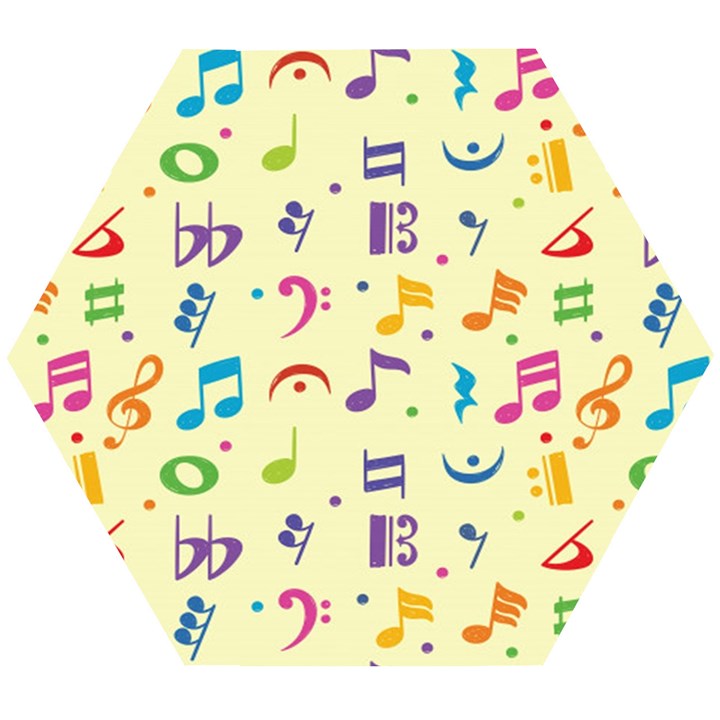 Seamless-pattern-musical-note-doodle-symbol Wooden Puzzle Hexagon