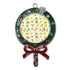 Seamless-pattern-musical-note-doodle-symbol Metal X mas Lollipop With Crystal Ornament