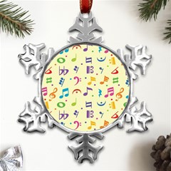 Seamless-pattern-musical-note-doodle-symbol Metal Small Snowflake Ornament by Salman4z