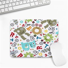 Seamless-pattern-vector-with-funny-robots-cartoon Small Mousepad by Salman4z