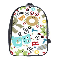 Seamless-pattern-vector-with-funny-robots-cartoon School Bag (large) by Salman4z