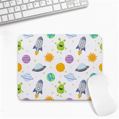 Seamless-pattern-cartoon-space-planets-isolated-white-background Small Mousepad by Salman4z