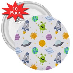 Seamless-pattern-cartoon-space-planets-isolated-white-background 3  Buttons (10 Pack)  by Salman4z