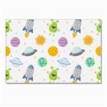 Seamless-pattern-cartoon-space-planets-isolated-white-background Postcards 5  x 7  (Pkg of 10) Front