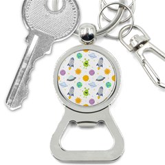 Seamless-pattern-cartoon-space-planets-isolated-white-background Bottle Opener Key Chain by Salman4z