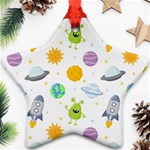 Seamless-pattern-cartoon-space-planets-isolated-white-background Star Ornament (Two Sides) Front