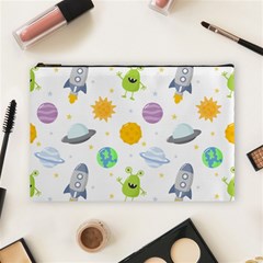 Seamless-pattern-cartoon-space-planets-isolated-white-background Cosmetic Bag (large) by Salman4z