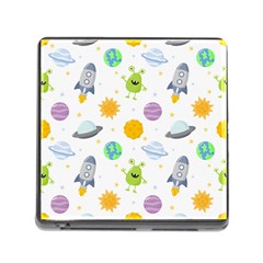 Seamless-pattern-cartoon-space-planets-isolated-white-background Memory Card Reader (square 5 Slot) by Salman4z