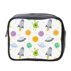 Seamless-pattern-cartoon-space-planets-isolated-white-background Mini Toiletries Bag (two Sides) by Salman4z