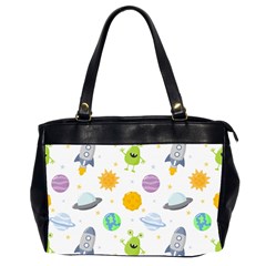 Seamless-pattern-cartoon-space-planets-isolated-white-background Oversize Office Handbag (2 Sides) by Salman4z