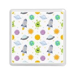 Seamless-pattern-cartoon-space-planets-isolated-white-background Memory Card Reader (square) by Salman4z