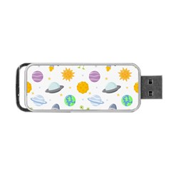 Seamless-pattern-cartoon-space-planets-isolated-white-background Portable Usb Flash (one Side) by Salman4z